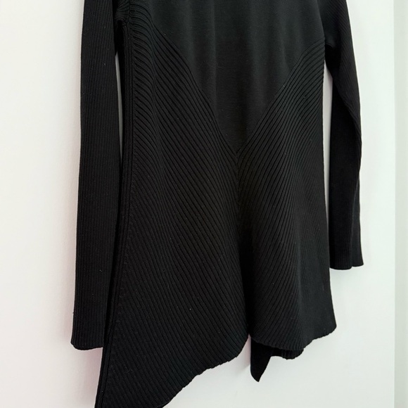 Eileen Fisher black silk cotton open front draped cardigan - Medium - Picture 6 of 8